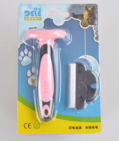 Pet  Hair Removal Comb (Option: Pink-L)